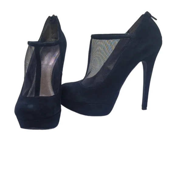 Bakers Shoes Bakers Kaley Black Suede Mesh Zipper Zip Round